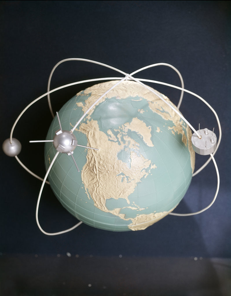 Detail of 1950s 1960s Model Of Satellites Orbiting The Globe by Anonymous