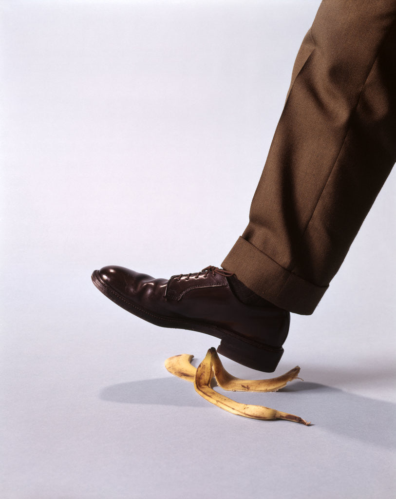 Detail of 1970s Male Foot About To Step On Banana Peel by Anonymous