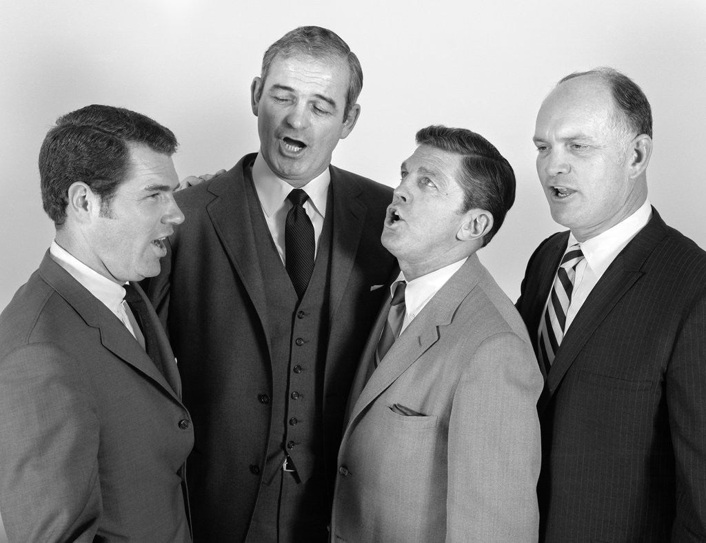 Detail of 1960s Quartet Of Four Businessmen Salesmen Singing Harmony Together by Corbis
