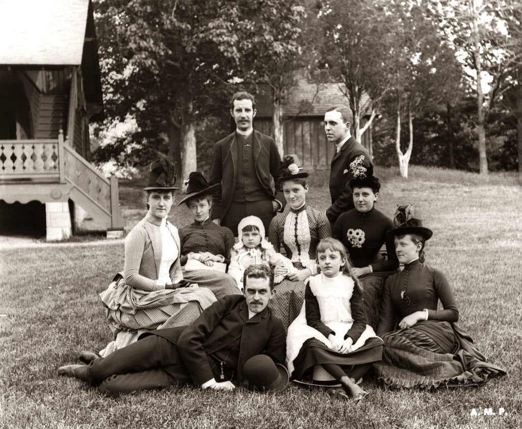 Detail of 1890s Large Formal Family Group Photo Outside by Corbis