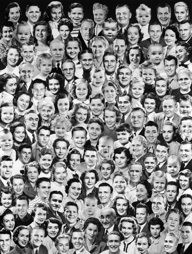 Detail of 1950s Montage Of Faces Of All Ages by Corbis