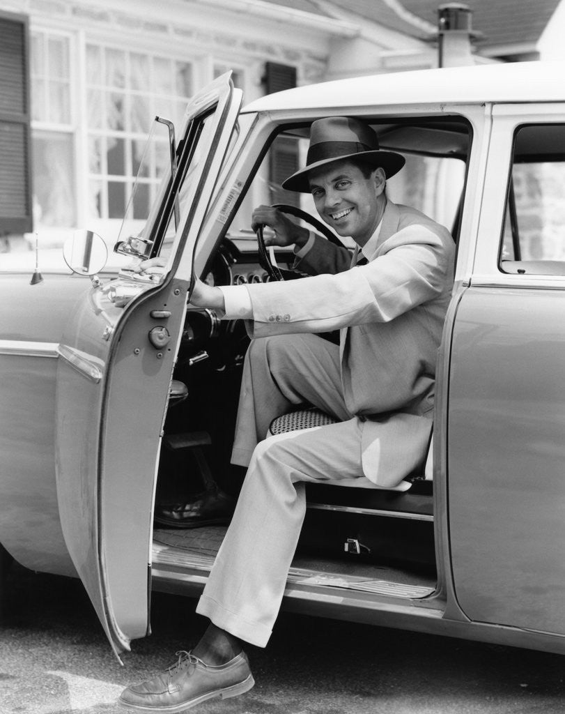 Detail of 1950s Man Holding Car Door Open by Anonymous