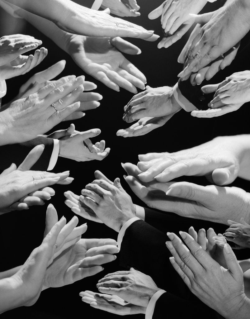 Detail of 1950s Montage Of Many Man And Woman Hands Clapping by Anonymous