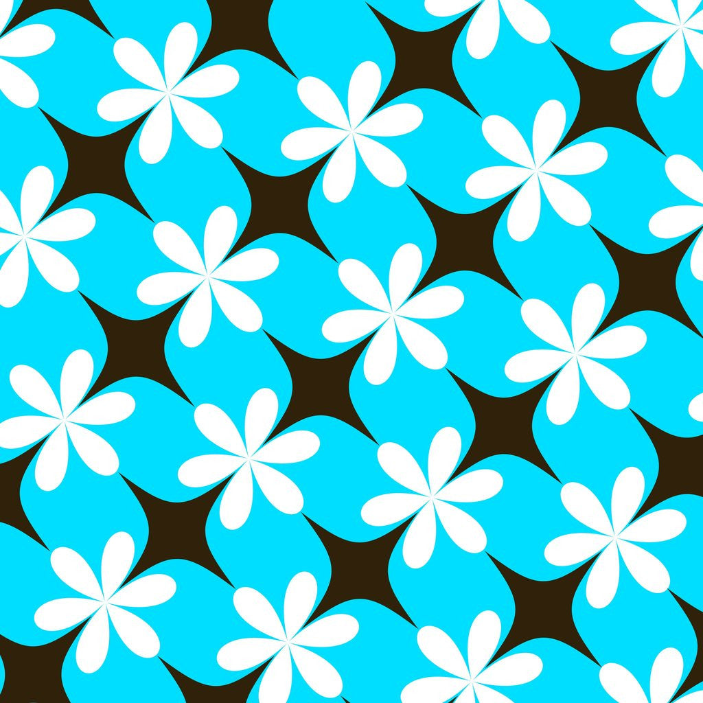 Detail of Retro Flower Pattern Blue by Corbis