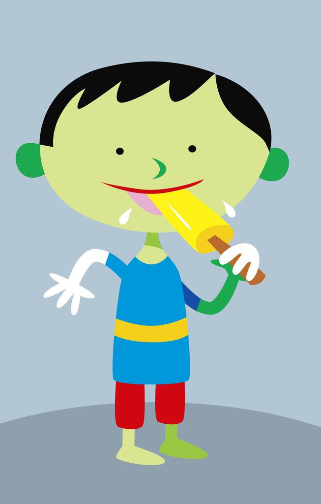Detail of space boy eating popsicle by Anonymous
