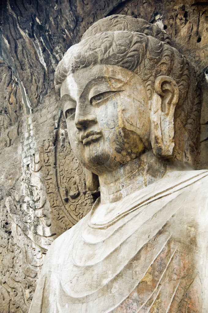 Detail of Colossal Buddha Sculpture at Fengxian Temple of Longmen Grottoes by Corbis