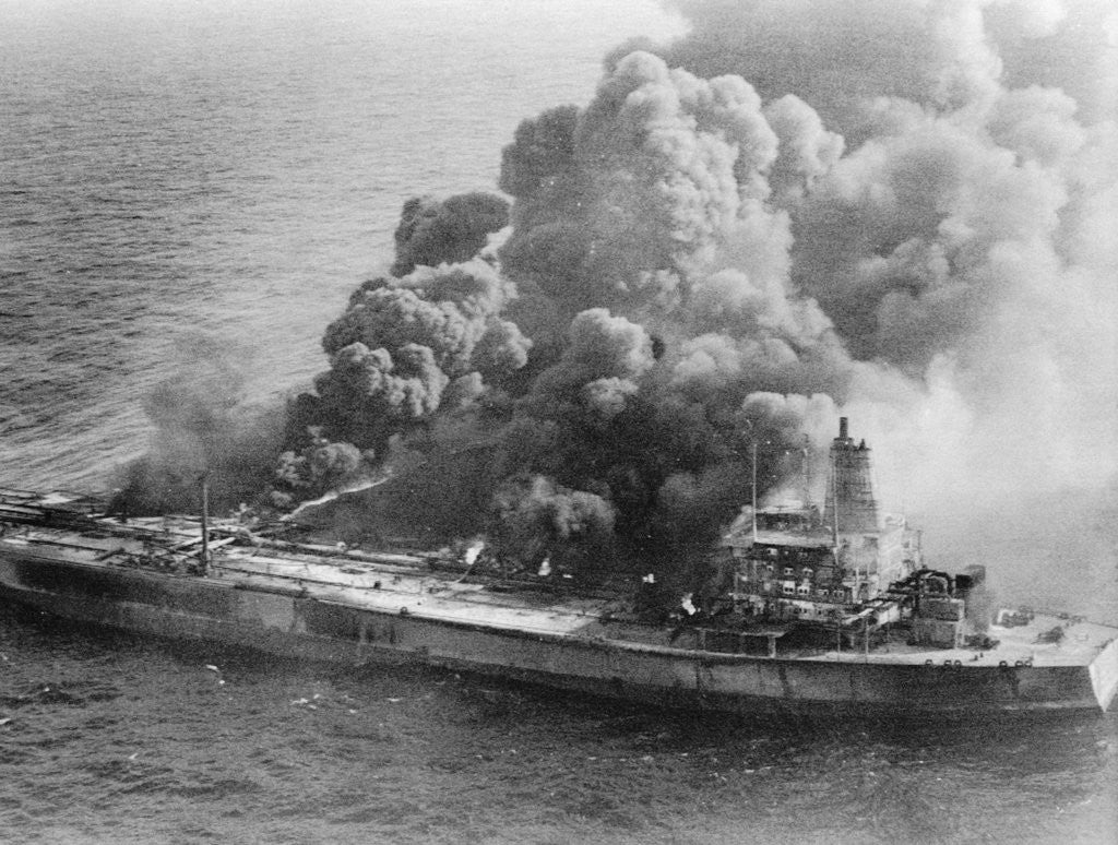 Detail of Burning oil tanker by Anonymous