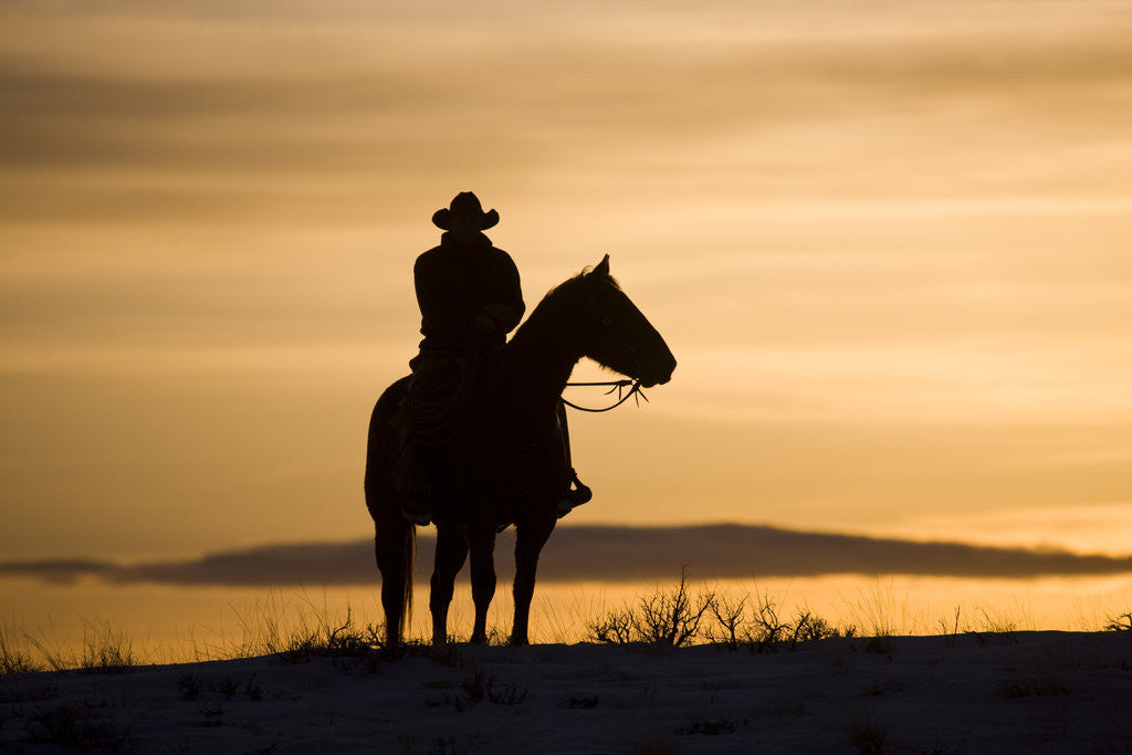Detail of Cowboy at Sunset by Anonymous