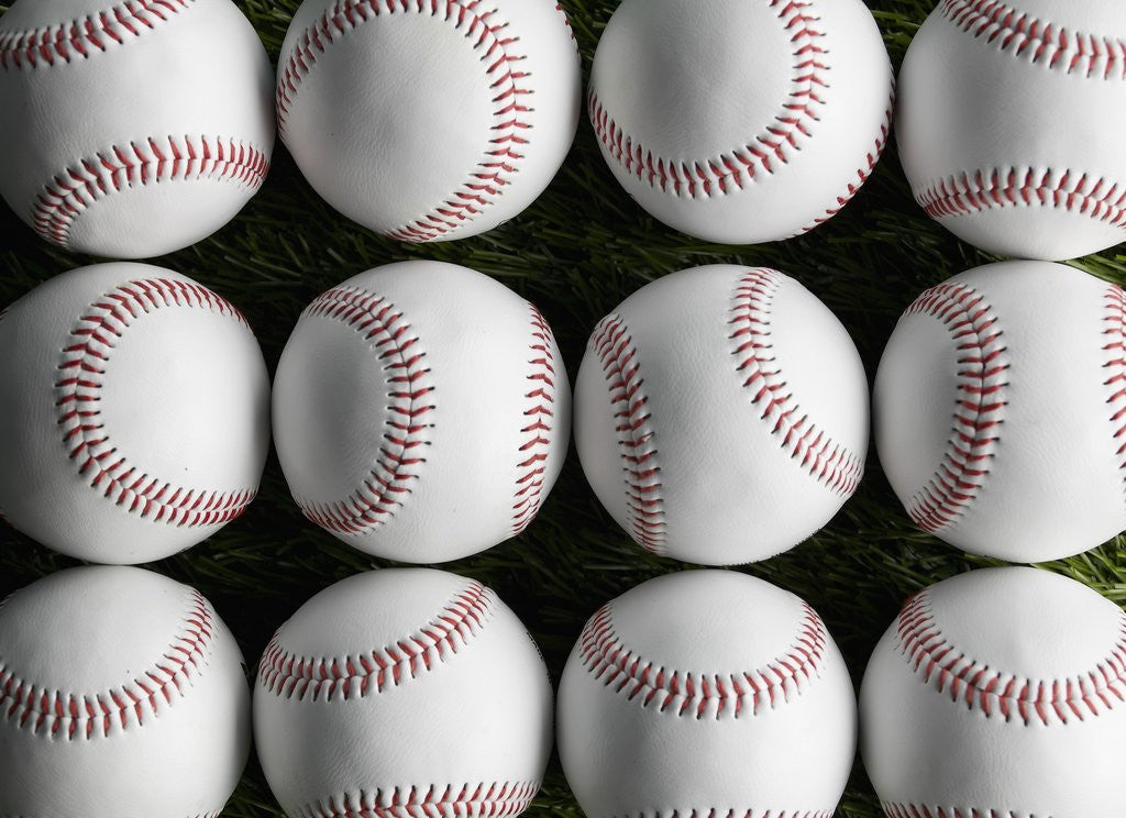 Detail of Baseballs in Rows by Corbis
