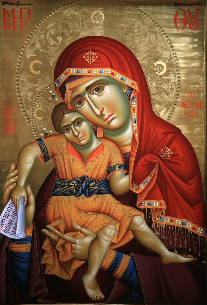 Detail of Virgin and Child Icon at Aghiou Pavlou Monastery on Mount Athos by Anonymous