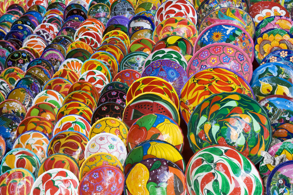 Detail of Brightly Painted Bowls in Mexico by Anonymous