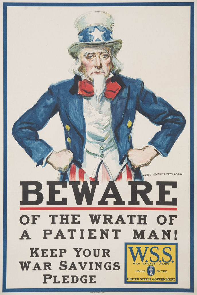 Detail of Beware of the Wrath of a Patient Man! Poster by James Montgomery Flagg
