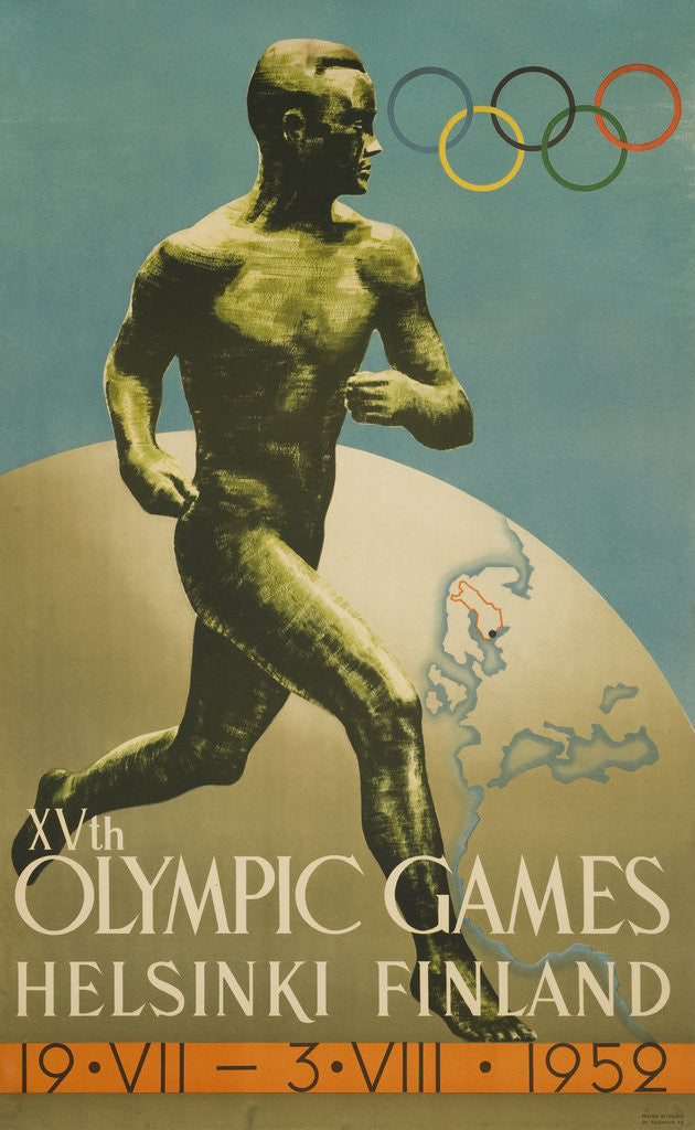 Detail of VXth Olympic Games Helsinki Finland Poster by Ilmari Sysimetsa