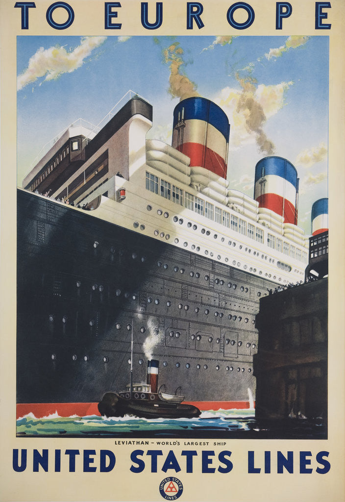 Detail of To Europe United States Lines Poster by Anonymous