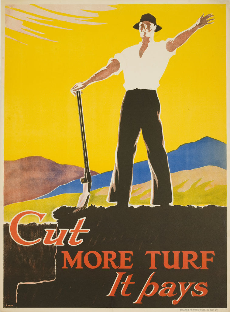 Detail of Cut More Turf It Pays Poster by Keady