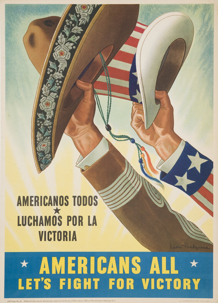 Detail of Americans All Let's Fight for Victory Poster by Leon Helguera