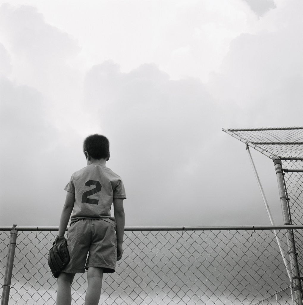 Detail of Boy in baseball uniform by Anonymous