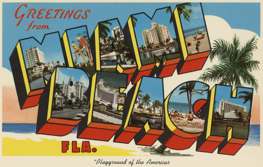 Detail of Greetings from Miami Beach Postcard by Anonymous