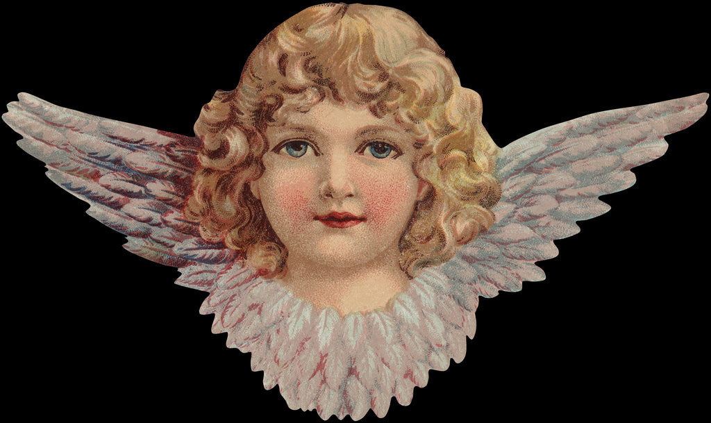 Detail of Die-Cut Scrap of Head of Child Angel by Anonymous