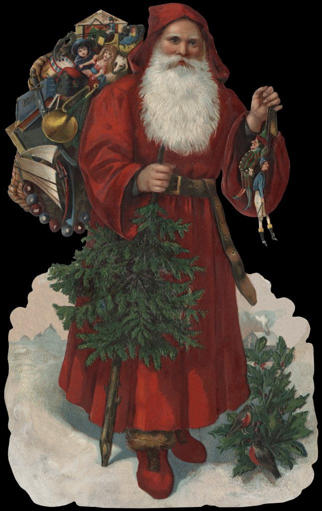 Detail of Die-Cut Scrap with Old-Fashioned Santa Claus by Corbis