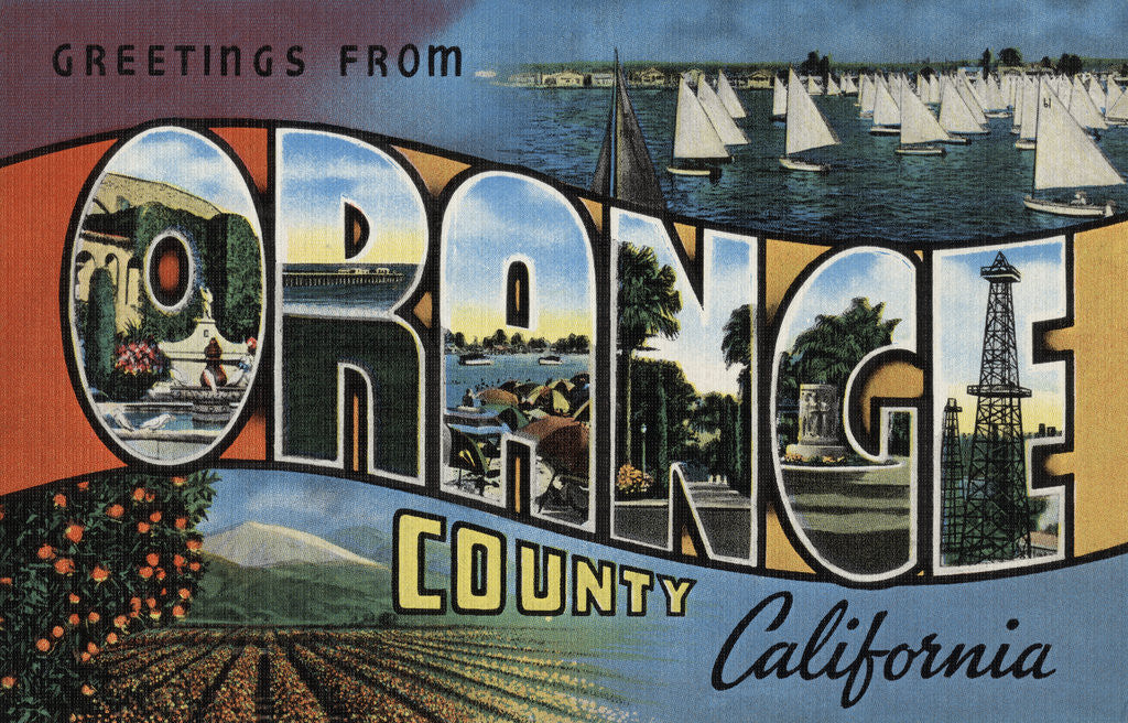 Detail of Greetings from Orange County California Postcard by Anonymous