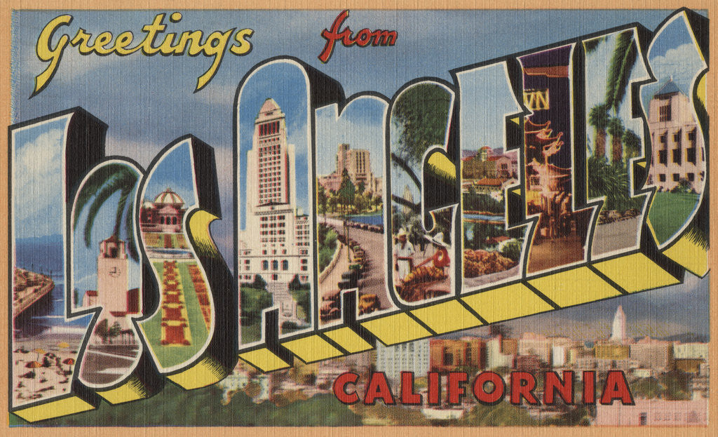 Detail of Greetings from Los Angeles California Postcard by Anonymous