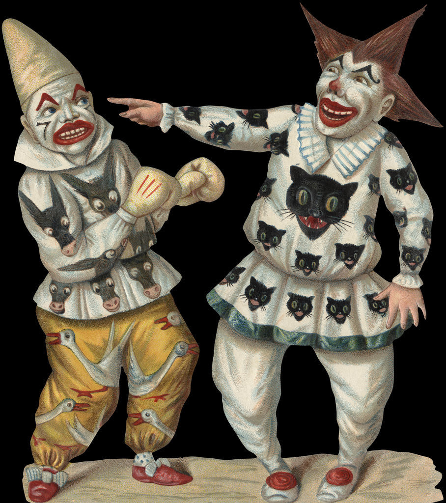 Detail of Victorian Die-Cut Scrap of Two Clowns by Anonymous