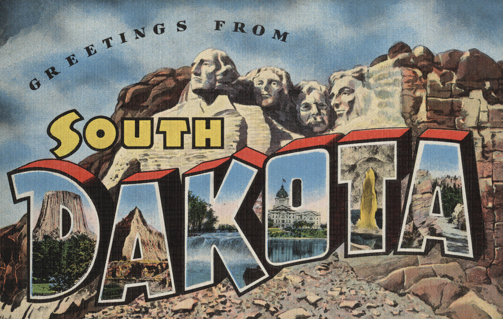 Detail of Greetings from South Dakota Postcard by Corbis