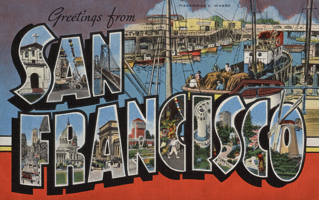 Detail of Greetings from San Francisco Postcard by Corbis