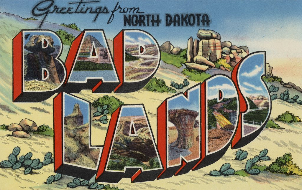 Detail of Greetings from North Dakota Bad Lands Postcard by Anonymous