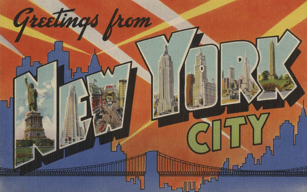 Detail of Greetings from New York City Postcard by Corbis