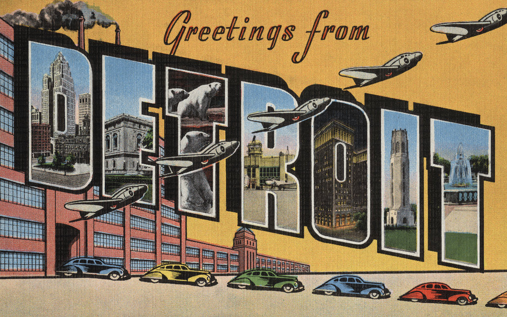 Detail of Greetings from Detroit Postcard by Anonymous