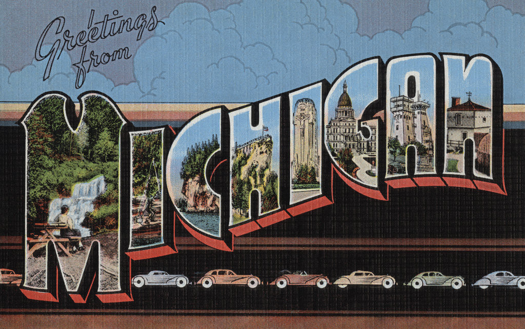Detail of Greetings from Michigan Postcard by Anonymous