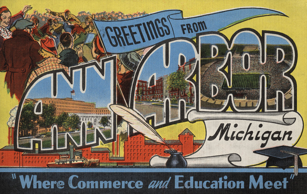 Detail of Greetings from Ann Arbor Michigan Postcard by Anonymous