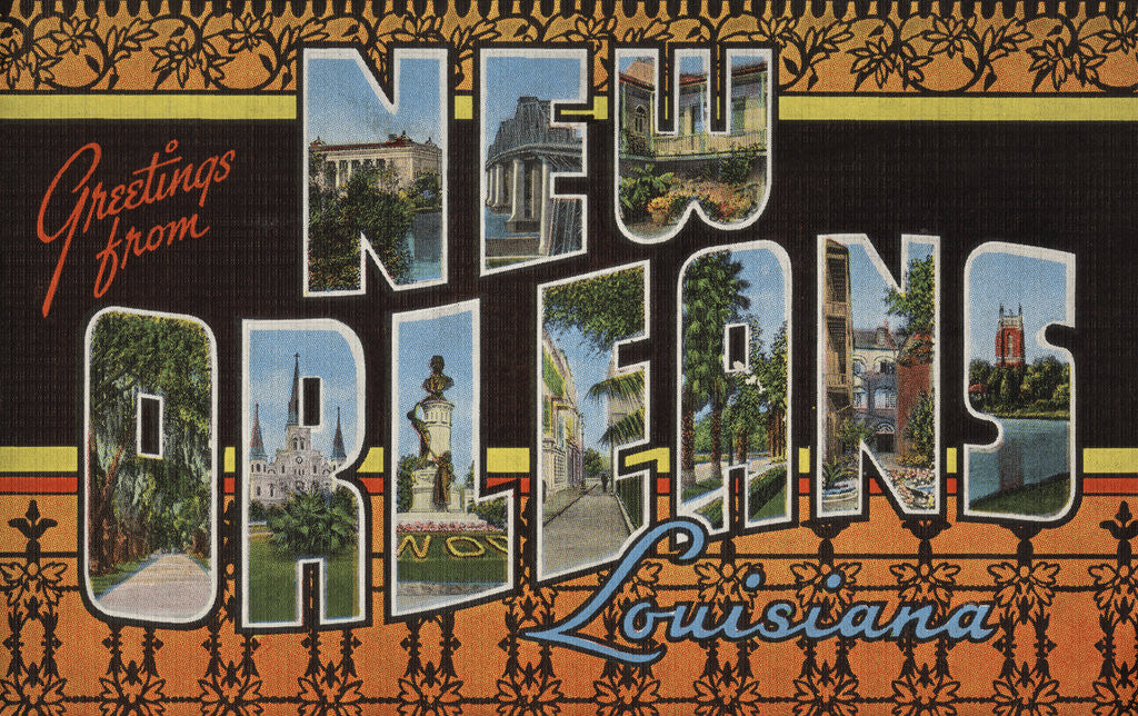 Detail of Greetings from New Orleans Louisiana Postcard by Anonymous