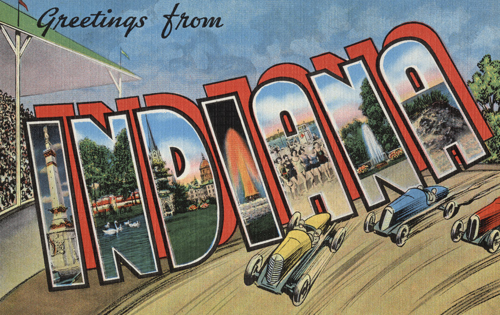 Detail of Greetings from Indiana Postcard by Anonymous