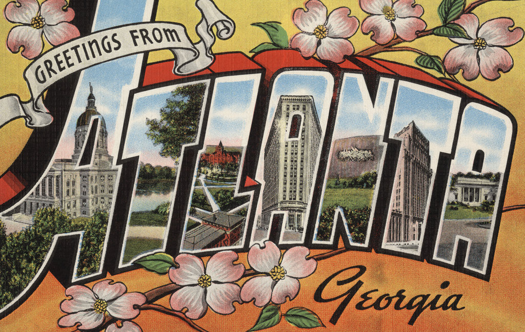 Detail of Greetings from Atlanta Georgia Postcard by Corbis