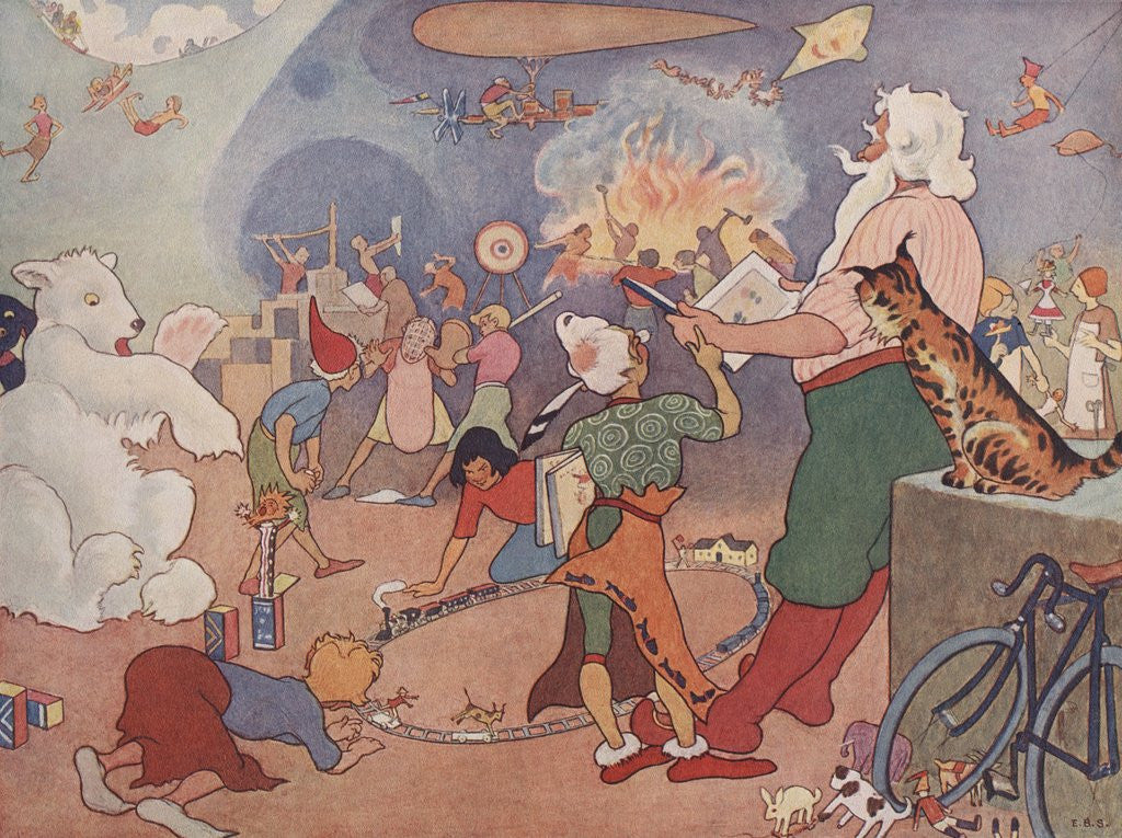 Detail of Illustration of Elves in Santa's Workshop by E. Boyd Smith