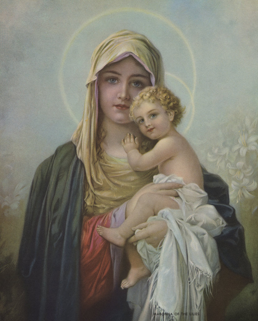 Detail of Calendar Illustration of Virgin Mary and Baby Jesus by Anonymous