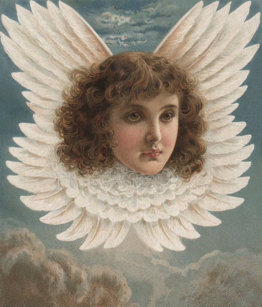 Detail of Illustration of Angel Face in Clouds by Anonymous
