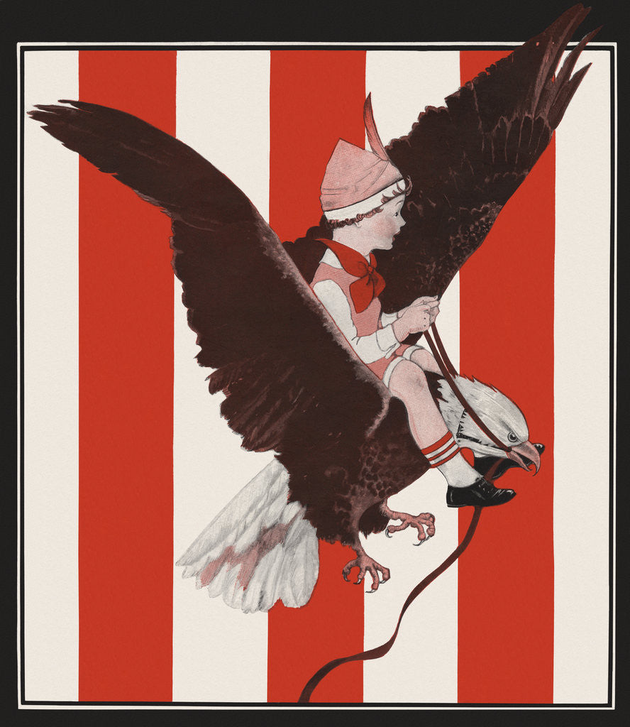 Detail of Magazine Illustration of Child Riding on Bald Eagle by Anonymous