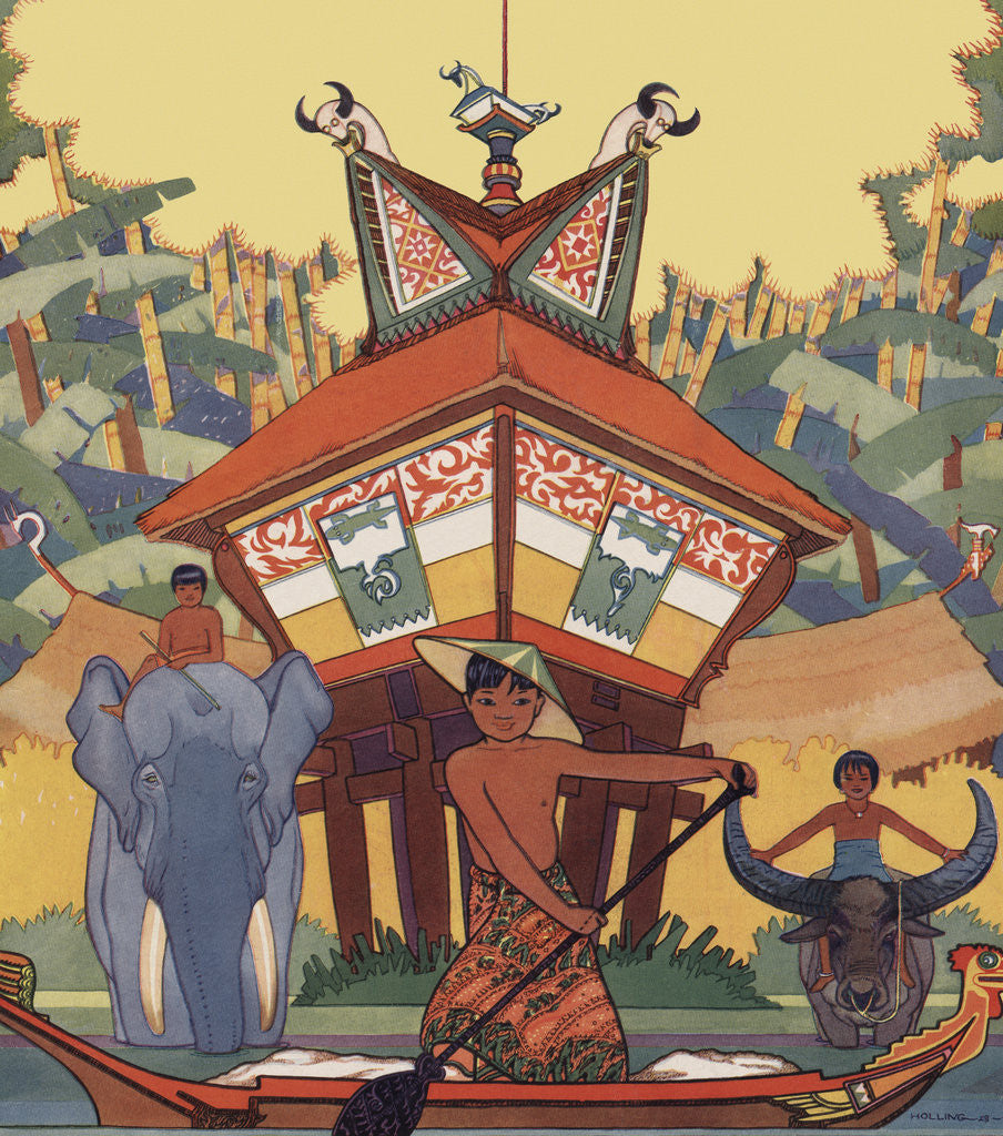 Detail of Magazine Illustration of Malay Children in Sumatra by Holling