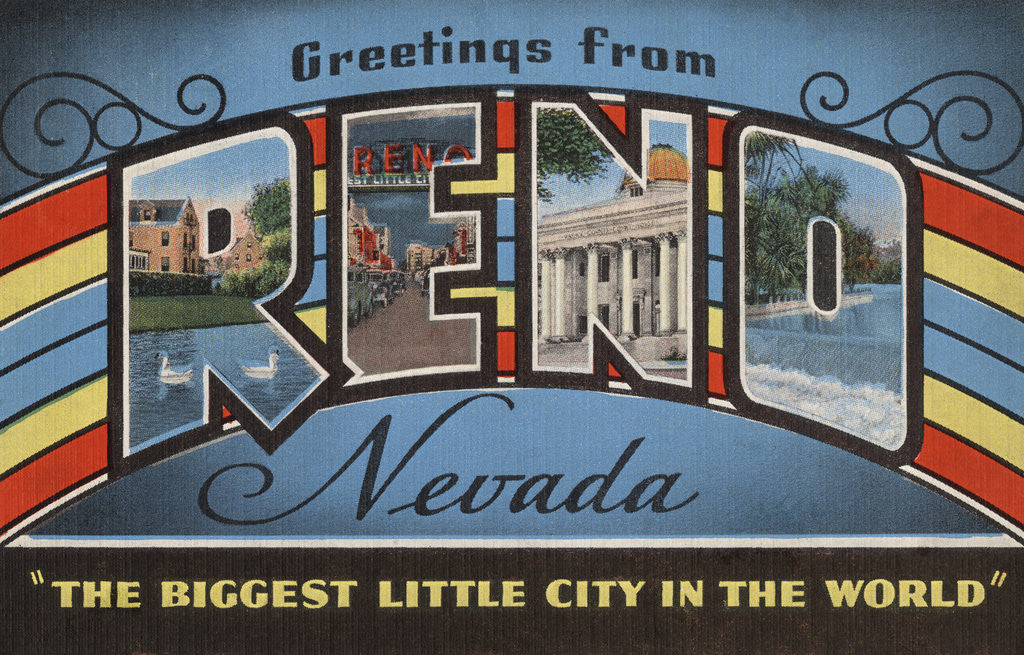 Detail of Greetings from Reno Nevada Postcard by Anonymous