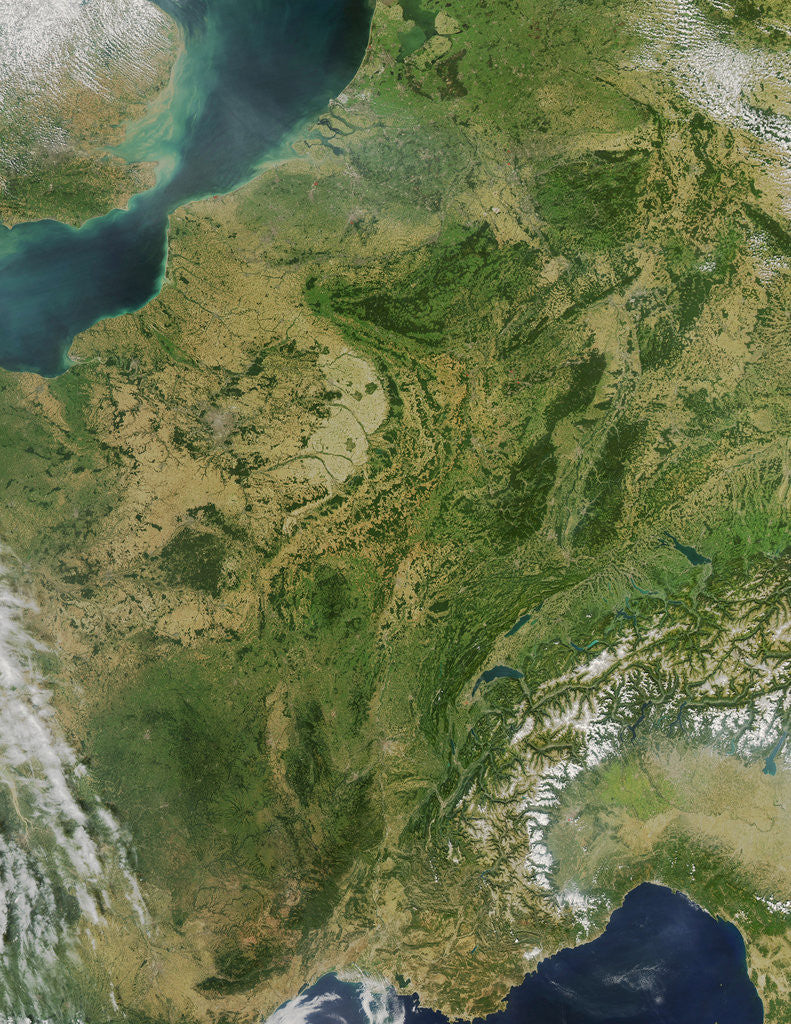 Detail of Central France and Western Europe on a Rare Clear Day by Anonymous