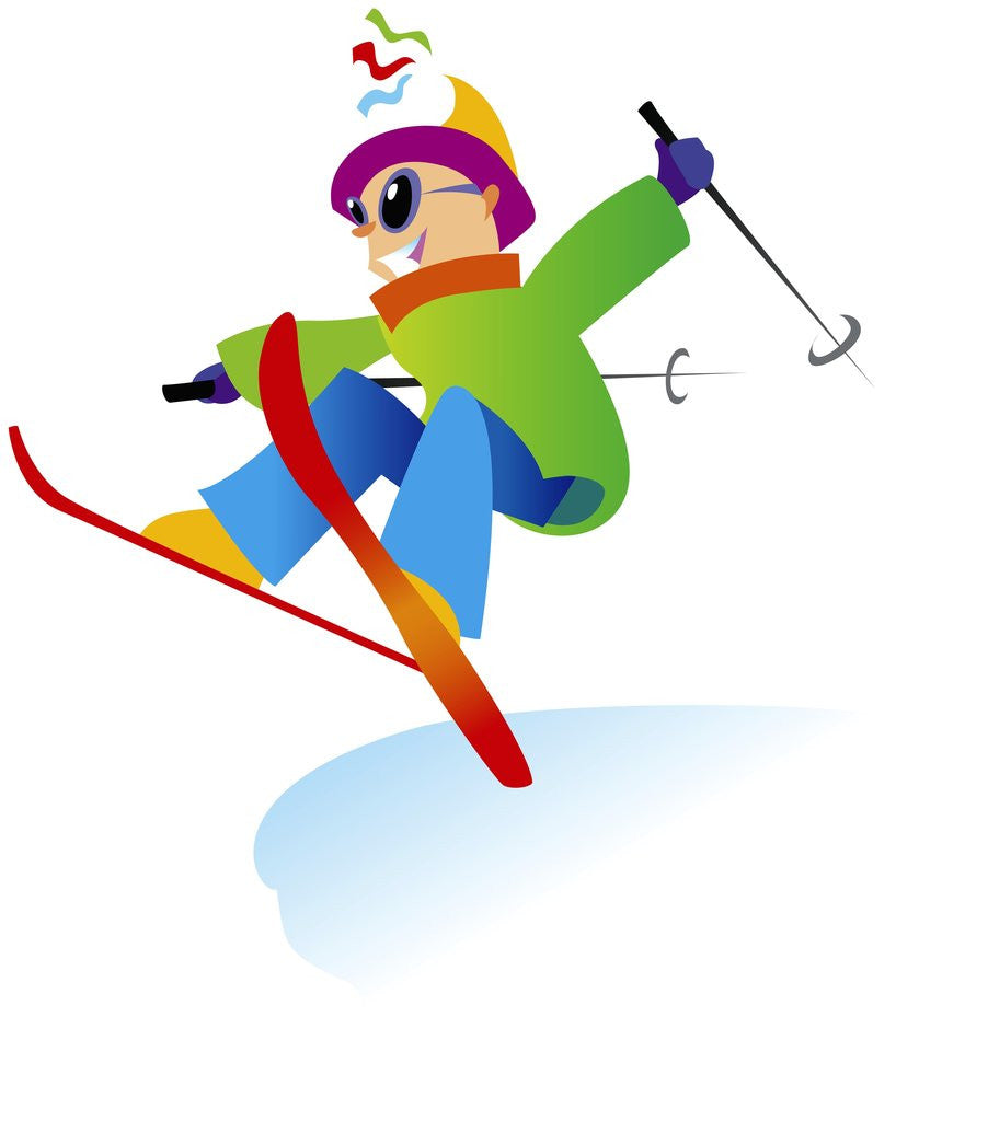 Detail of Freestyle Skiier Jumping up by Corbis
