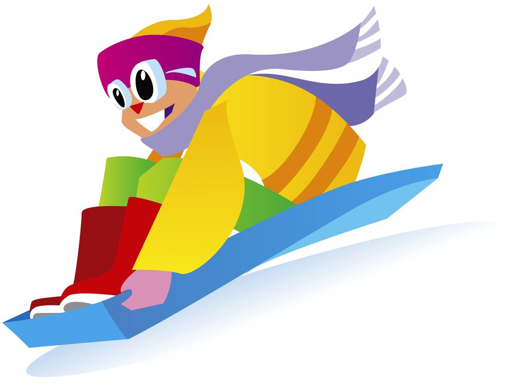Detail of Boy Sledding by Anonymous