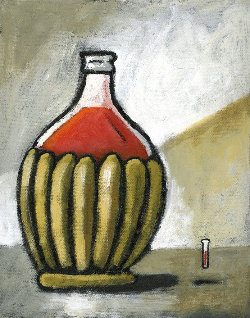 Detail of Wine flask and test tube by Anonymous