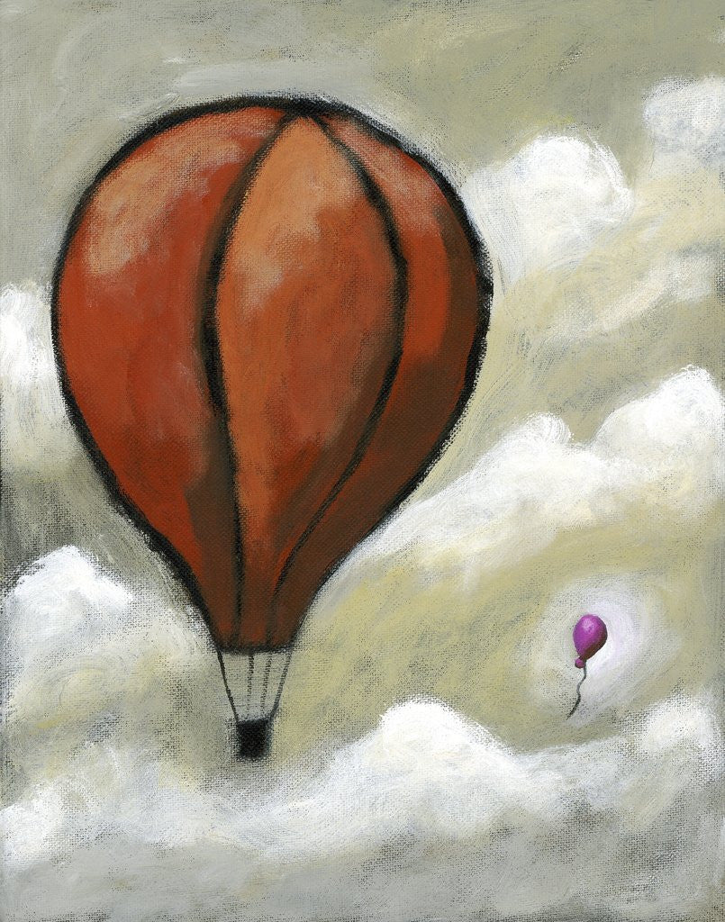 Detail of Large hot air balloon and small hot air balloon by Anonymous
