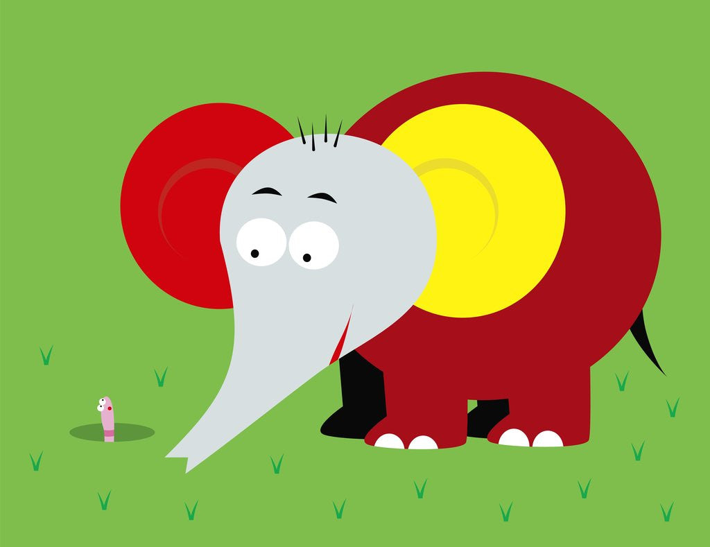 Detail of Colorful elephant with earthworm by Anonymous