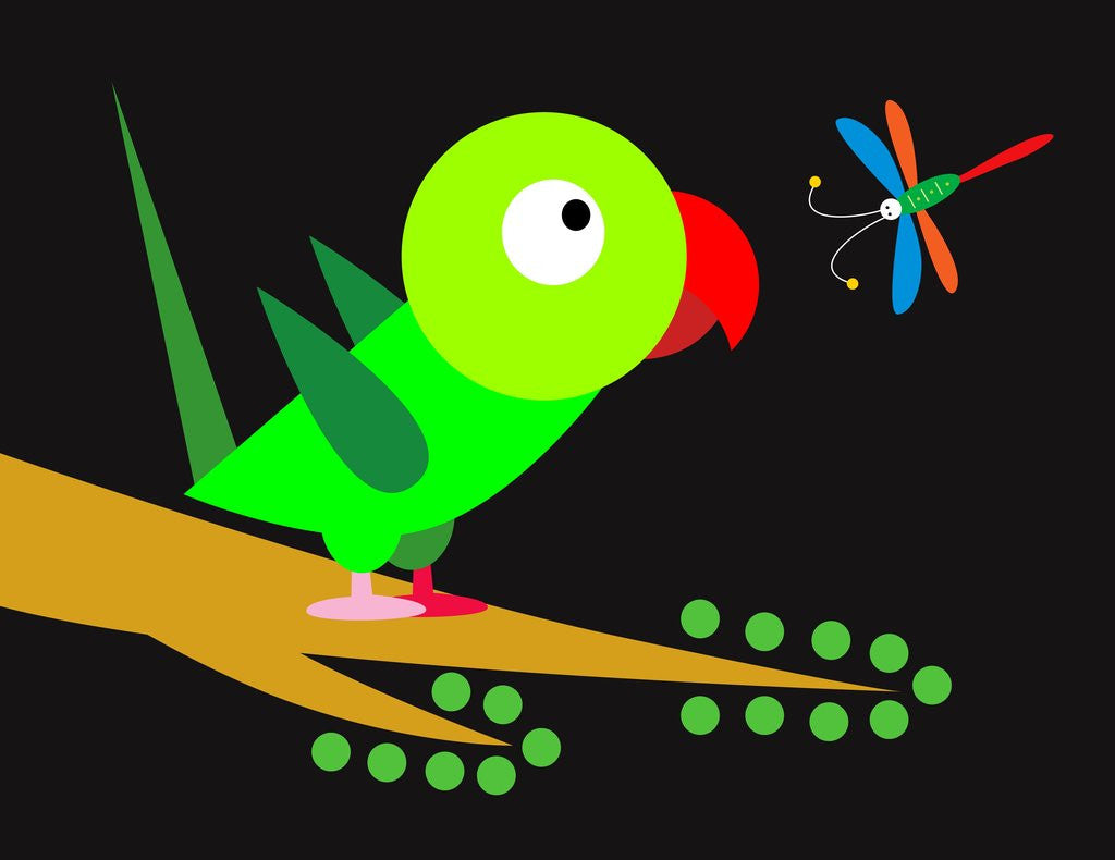 Detail of Parrot and dragonfly by Anonymous